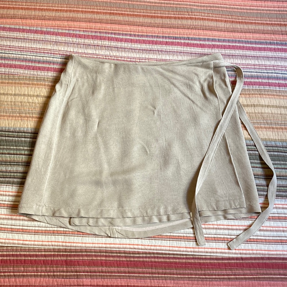 Whimsy + Row Beige Wrap-around Mini Skirt - XS